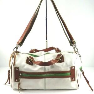 Claudia Firenze White and Brown Satchel
